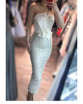

One-Shoulder Dress White Celebrity Bow Elegant Night Club Fashion Bodycon Evening Party Women Long Dresses