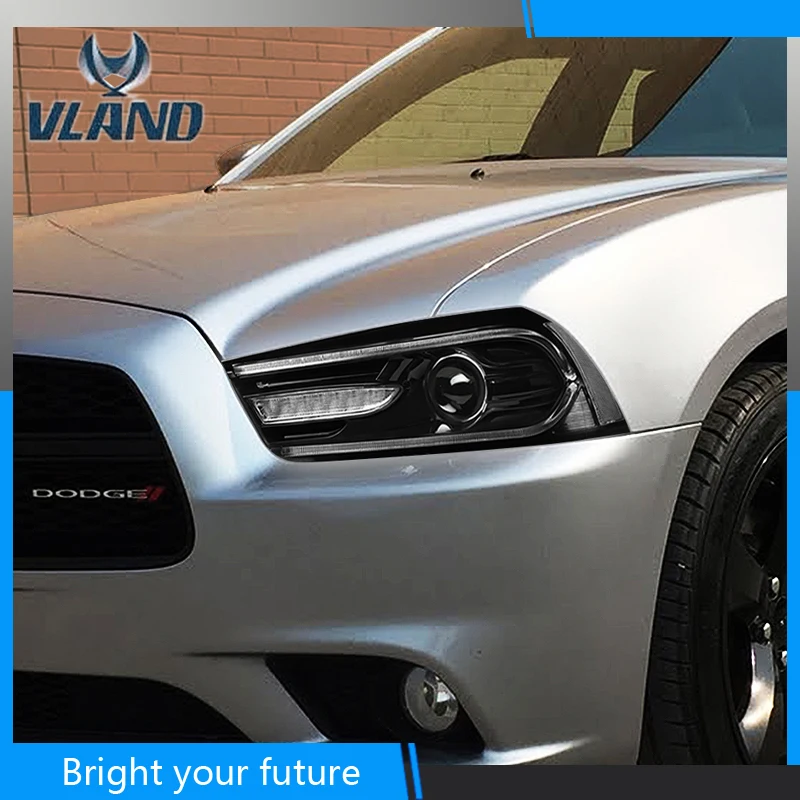 

Car Head Lamp for Dodge charger Headlights 2011-2014 LED Halo Projector Bi-Xenon Lens Double Beam HID KIT headlight Accessories