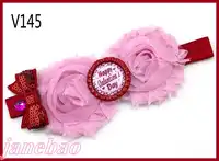 free shipping 12pcs Valentine's day hair bows Girl boutique bows Valentine hair clips heart ribbon hair clippie A