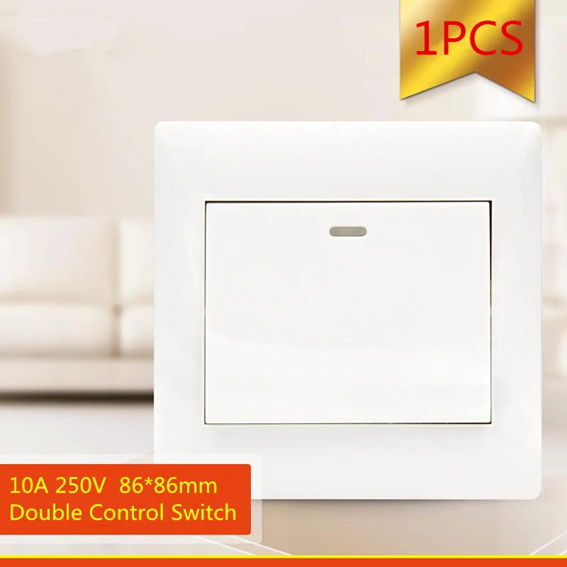 

1PCS YT1806 White Switch Panel 86*86MM Flush Receptacle 1 Button Double Control Switch Wall Socket Free Shipping