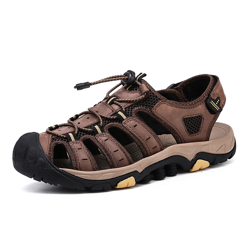

E1 Mens Sandals Genuine Leather Crocse Clogs Men Sandalias Zapatos De Hombre Sandles Sandalet Summer Croc Shoes Sandals Men 2019