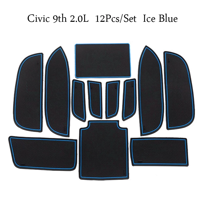 linfei Gate Slot Mats For Honda Civic Type R 2016-2019 Civic10 Interior Door Pad Cup Holders Non-Slip Mats