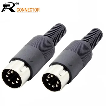 

100pcs/lot 7 Pin DIN Male Plug Wire Connector DIN Plug Cable Connector With Spring Plastic Handle DIN Converter Wholesales