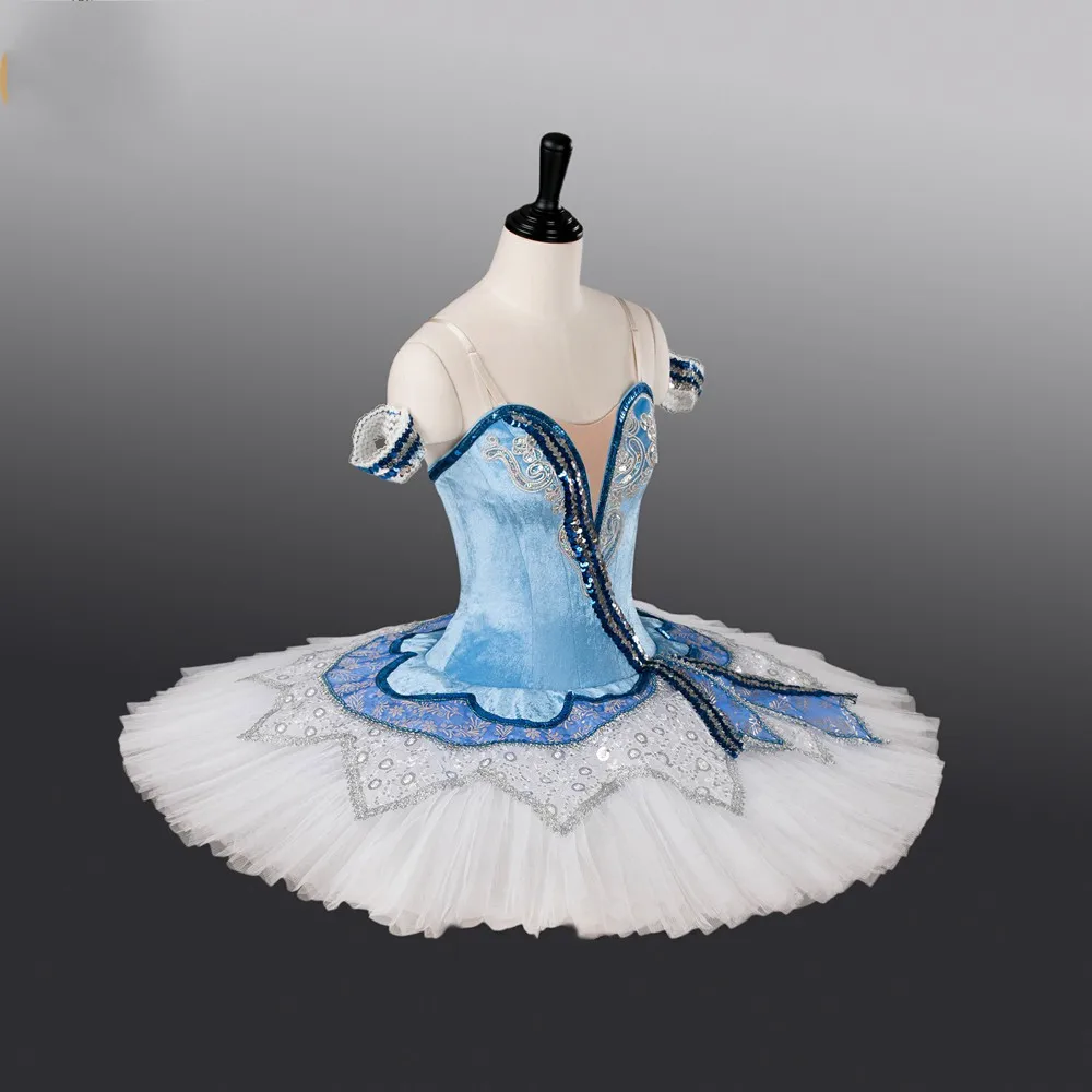 Fltoture-AT1276-Girls-Classical-Ballet-Tutus-Blue-Bodies-11-Layer-White-Skirt-Children-Ballet-Competition-Wear_conew1