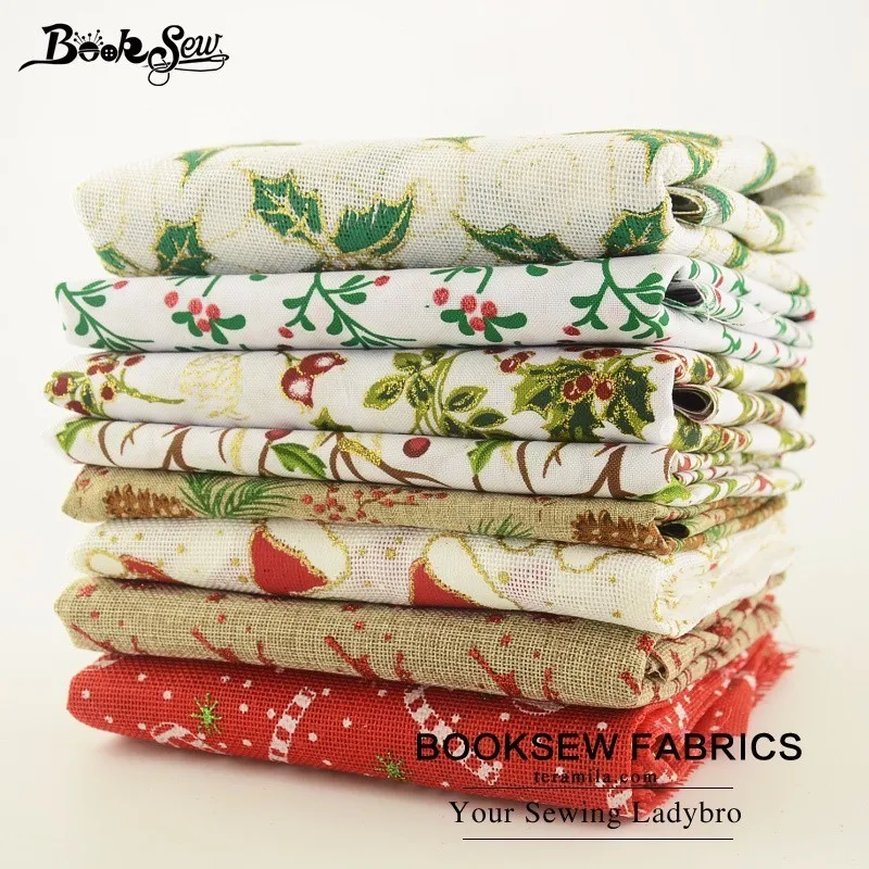 Booksew Лен Ткань 8 шт./лот 45 см x 50 нарезанные Комплект Новогодние товары Стиль Жир
