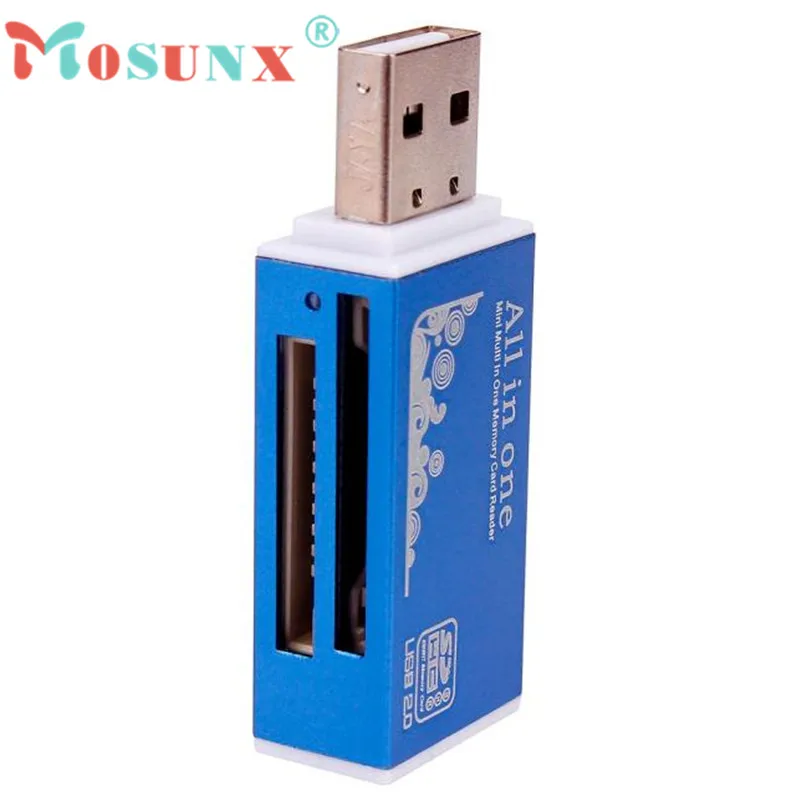 Горячая Mosunx кард-ридер крошечный синий USB 2,0 все в 1 мульти карта памяти ридер адаптер для Micro SD SDHC TF M2 MMC подарки 1 шт