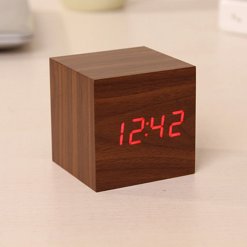 Mini Wood Sounds Control Clock New Modern Wood Digital LED Desk Alarm Clock Bedside Table Clock Calendar Table Decor Mini Wood Sounds Control Clock New Modern Wood Digital LED Desk Alarm Clock Bedside Table Clock Calendar Table Decor