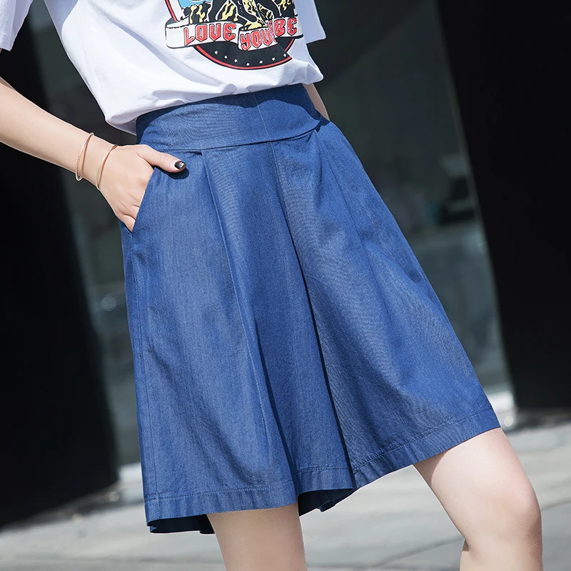 

Plus Size 2XL Women Shorts Jeans Casual Shorts Skirts 2019 Summer Thin Tencel Fashion Loose Denim Short Jeans Feminino WH48