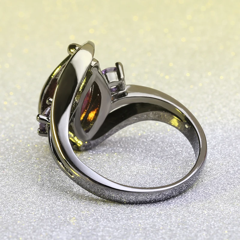 LXOEN готический черный маркиза циркония кольца для женщин Панк Винтаж кольцо с красным камнем вечерние ювелирные аксессуары anillos mujer bague