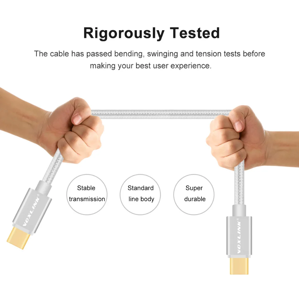 VOXLINK высокоскоростной Тип usb C кабель USB-C мужчина к USB-C мужской Зарядное устройство данные Тип-C кабель для MacBook Nexus 5X/6P Oneplus 2 3 ZUK Z1