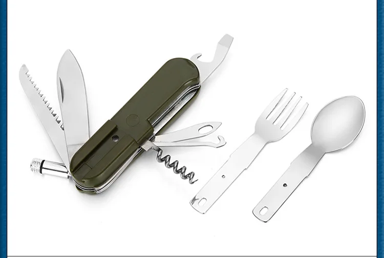 Luz al aire libre vajilla Sambo de acero inoxidable cuchillo tenedor cuchara camping picnic combinación vajilla