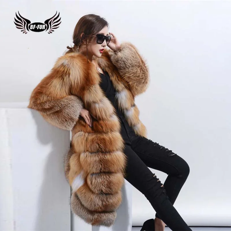 

BFFUR Super Thick Real Natural Fox Fur Women Winter Coats 2018 New Warm Tops Full Pelt Camouflage Outerwear Plus Size Fashion