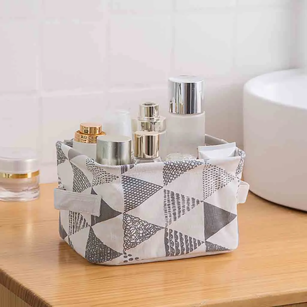 

Home Fabric Basket Box Desktop Storage basket Storage Ornaments Linen Cosmetic Case Desktop Stationery Sundries Bags #20/6