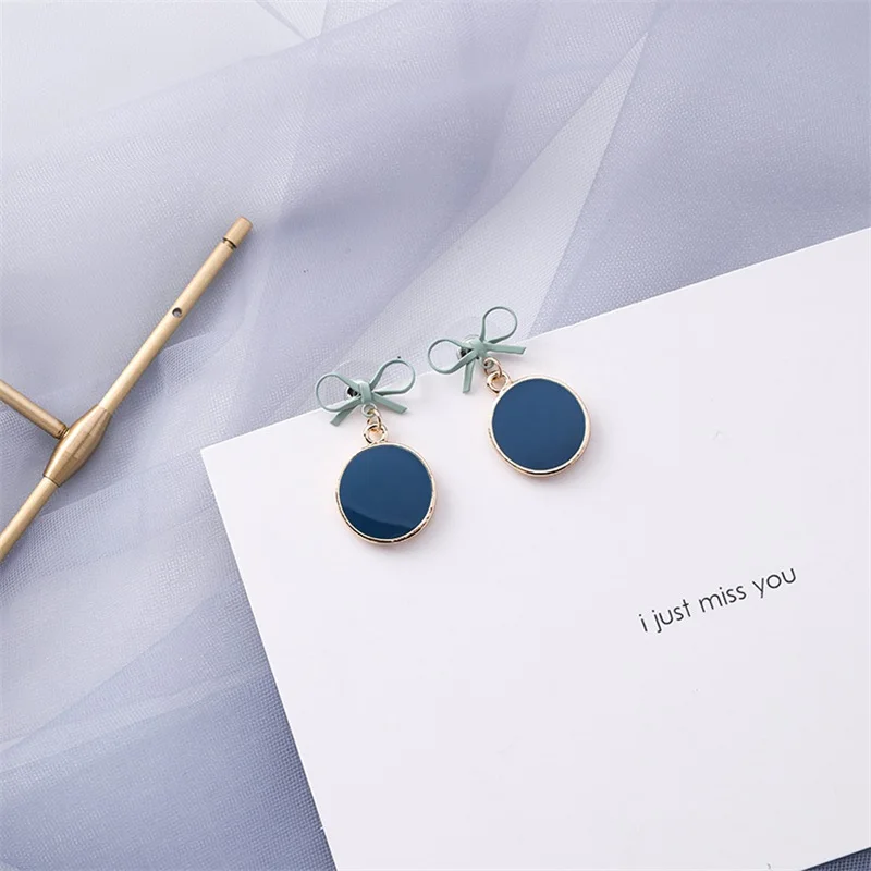 Корейские модные синие и серые серьги, простые геометрические круглые серьги с цветочной кисточкой, длинные висячие акриловые серьги для женщин, ювелирные изделия - Окраска металла: style-12