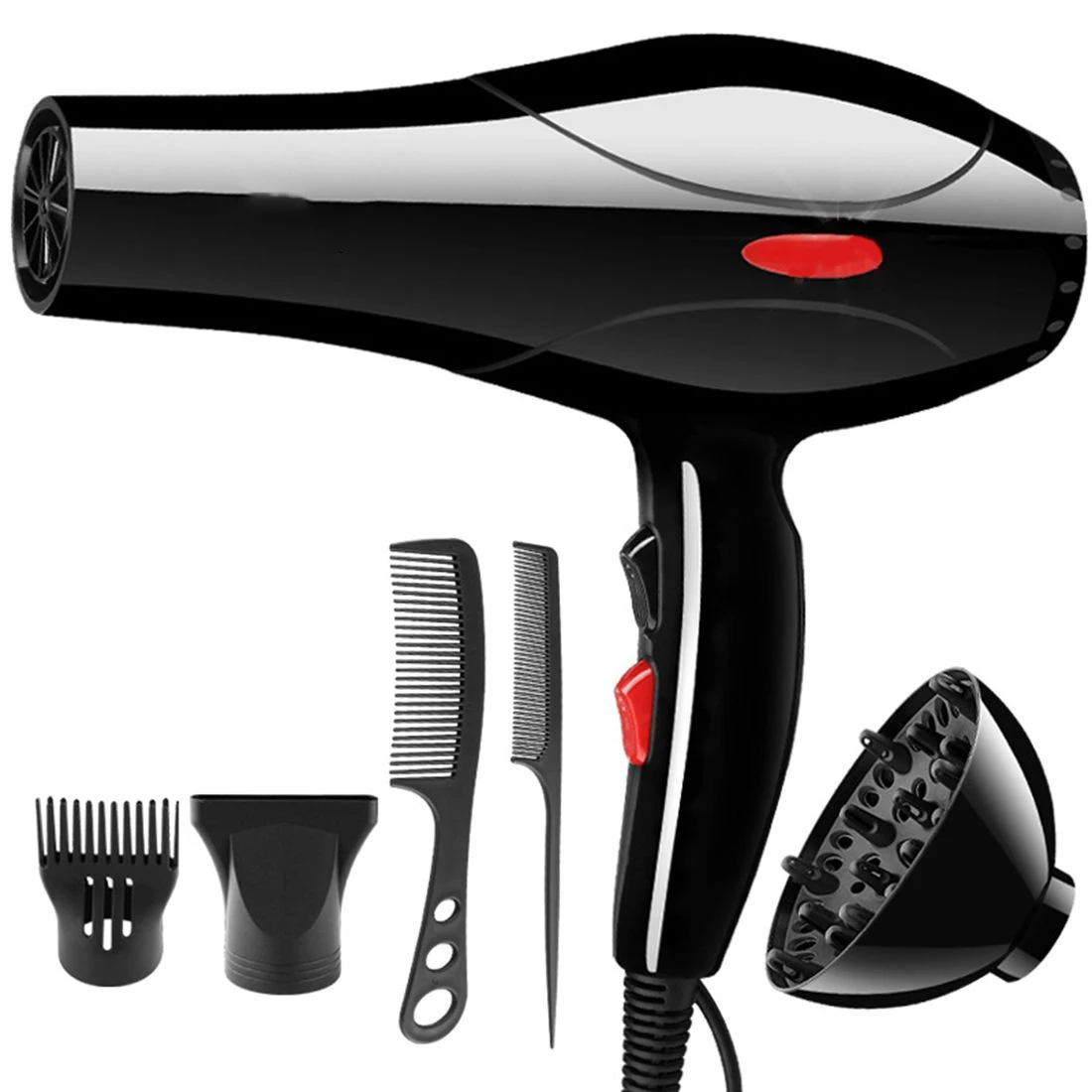 

6-piece Hair Dryer 2200W Household Hair Dryer Diffuser/Comb Salon US Plug