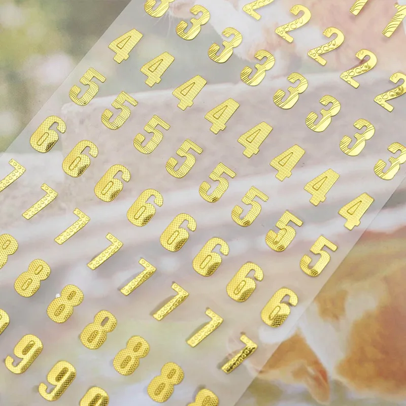 

1pc 9.5X17.5cm Silver/Gold Digital Letter Numbers Decorative Sticker for Scrapbooking DIY Crafts