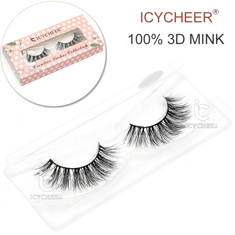 ICYCHEER 1 пара ручной работы 100% 3D норки ресницы макияж расширения ресницы| |