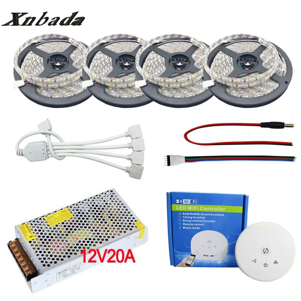 

5050 SMD RGBW/W Led Strip Set DC12V 60led/m Led Flexible Light +DC12-24V UFO Wifi Led Controller+ Amplifier Kit + Power adapter