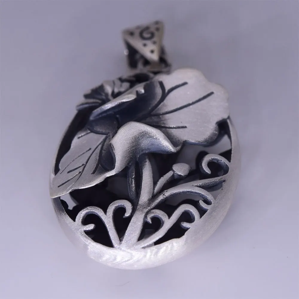 

RADHORSE Lotus Oval Pendant 925 Sterling Silver Plant Fine Jewelry Good Luck S925 Silver Pendants
