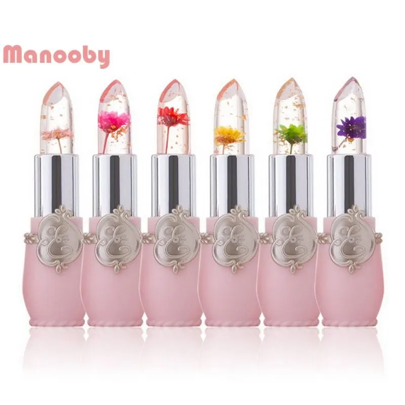 

Transparent Changed Color Lip Blam Pink Pintalabios Jelly Flower Makeup Temperature Lipstick Moisturizer Long-lasting