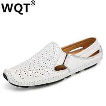 WQT 2016 Handmade Mens Shoes Casual Fashion Breathable Men Shoes Leather Men Loafers Mocassin Homm Slip On Men Flats Male Shoes