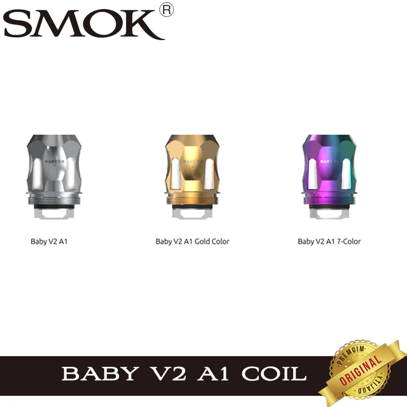 Оригинальный испаритель SMOK TFV8 Baby V2 A1 катушка 0 17 Ом головка SS Gold 7 цветов сменный