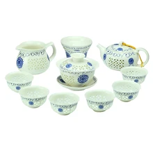 [1 чайник+ 1 крышка чашки+ 1 ярмарка чашка+ 1 фильтр+ 6 чашек] аутентичный 10 шт. чайный набор кунг-фу Керамика/фарфор Чайный церемониальный подарок
