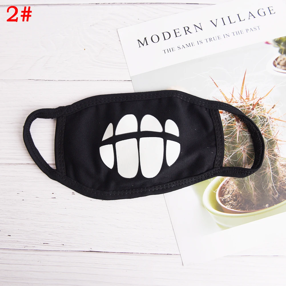 18 стильных крутых унисекс дизайн зубов маска черная фосфоресцирующая хлопковая маска для лица с изображением рта маска светильник в темноте Анти Пыль сохраняет тепло маски