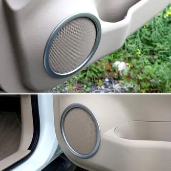 

Car Interior ABS Matt Chrome Door Stereo Speaker Audio Sound Circle Cover Ring Trim Fits For Nissan Rogue Xtrail X-Trail 2014-15