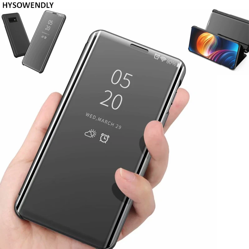 Зеркальный кожаный чехол подставка для Samsung Galaxy S10 Plus lite A6S A8S|Бамперы| |