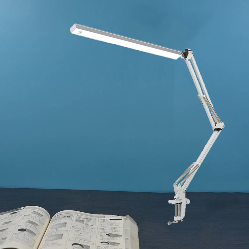 

LED Architect Desk Lamp Adjustable Clamp Lamp Metal Swing Arm Task Lamp with 3-Level Brightness ,White