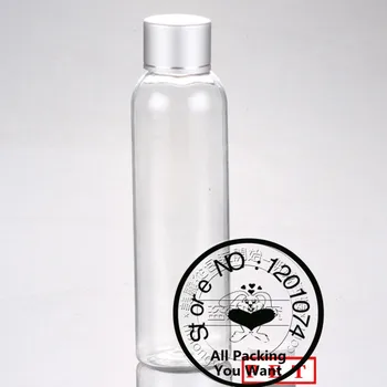 

120ml clear PET bottle with matte silver lid + reducer,essential oil/liquid/moisturizer/facial water container