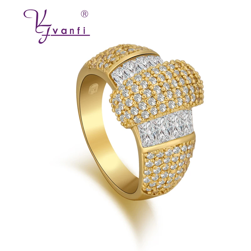 

Engagement Wedding Finger Rings AAA CZ Stone Gold Color Fashion Brand Rhinestone Jewelry For Women Wholesale