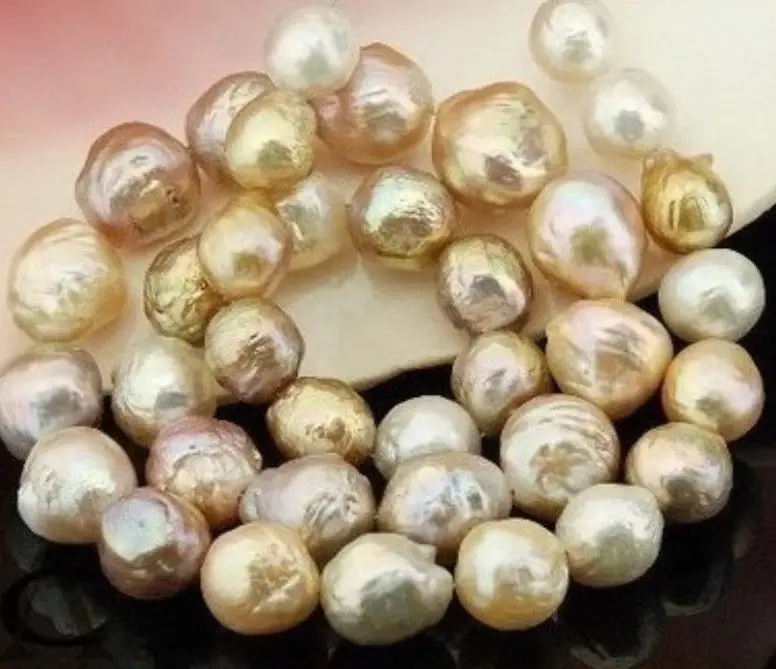 

HOT## Wholesale FREE SHIPPING HUGE 18"11 -13MM AUSTRALIAN SOUTH SEA NUCLEAR PINK MULTIC PEARL NECKLACE 14K