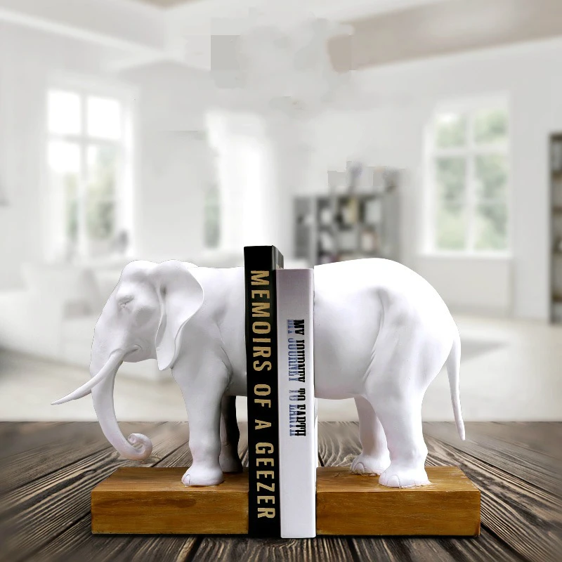 

Resin Elephant Bookend Magazine Books Holder Figurines Animal Miniature Book Safe Table Storage Home Office Decor Accessories