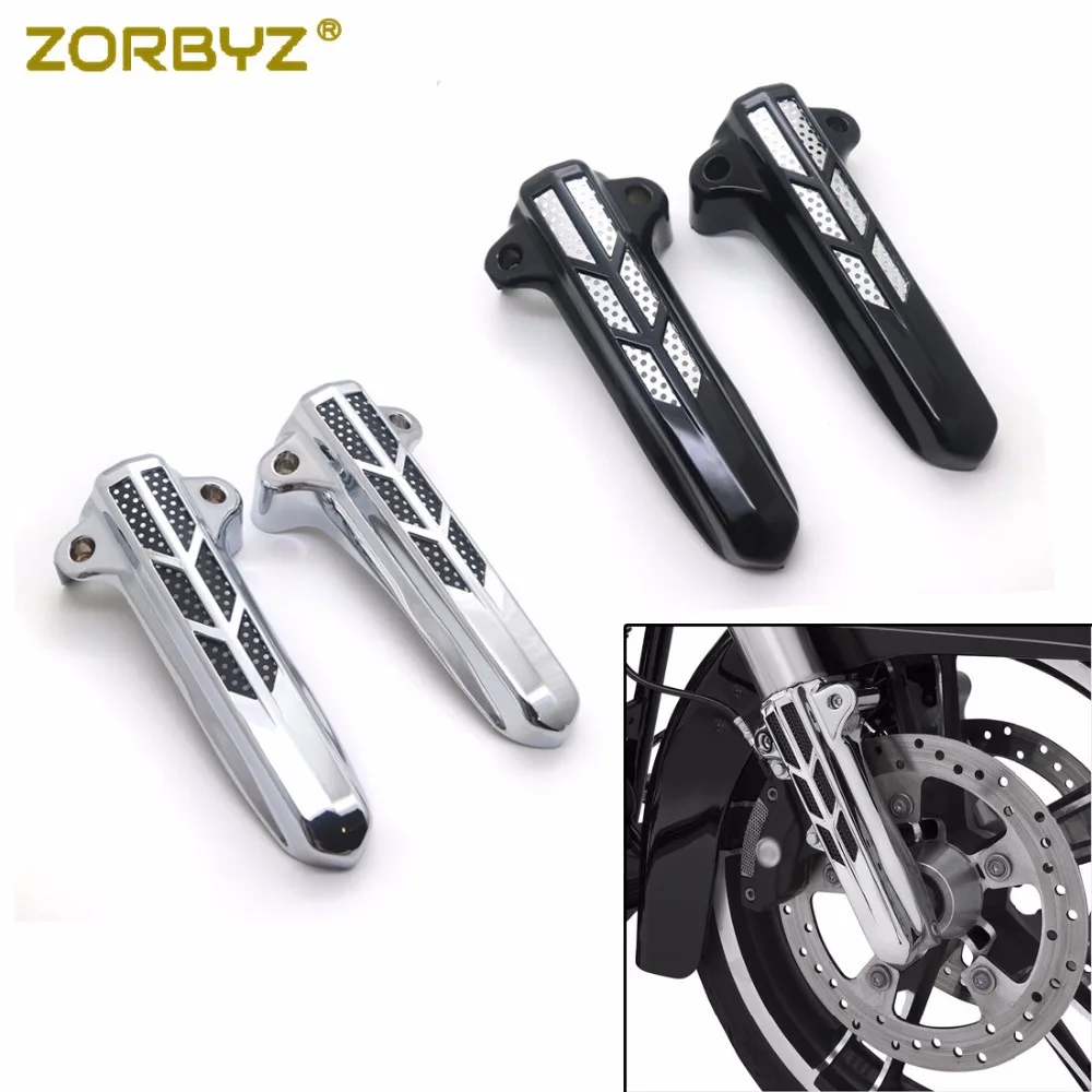 ZORBYZ мотоциклетные хромированные/черные чехлы с передней вилкой и нижней частью