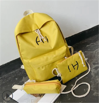 

Backpack Women Canvas Travel Bookbags School Bags for Teenage Girls 3pcs