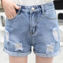 wangcangli 2017 summer new Korean denim shorts blue jeans for women female fringed waist high waist slender leg pants 9915