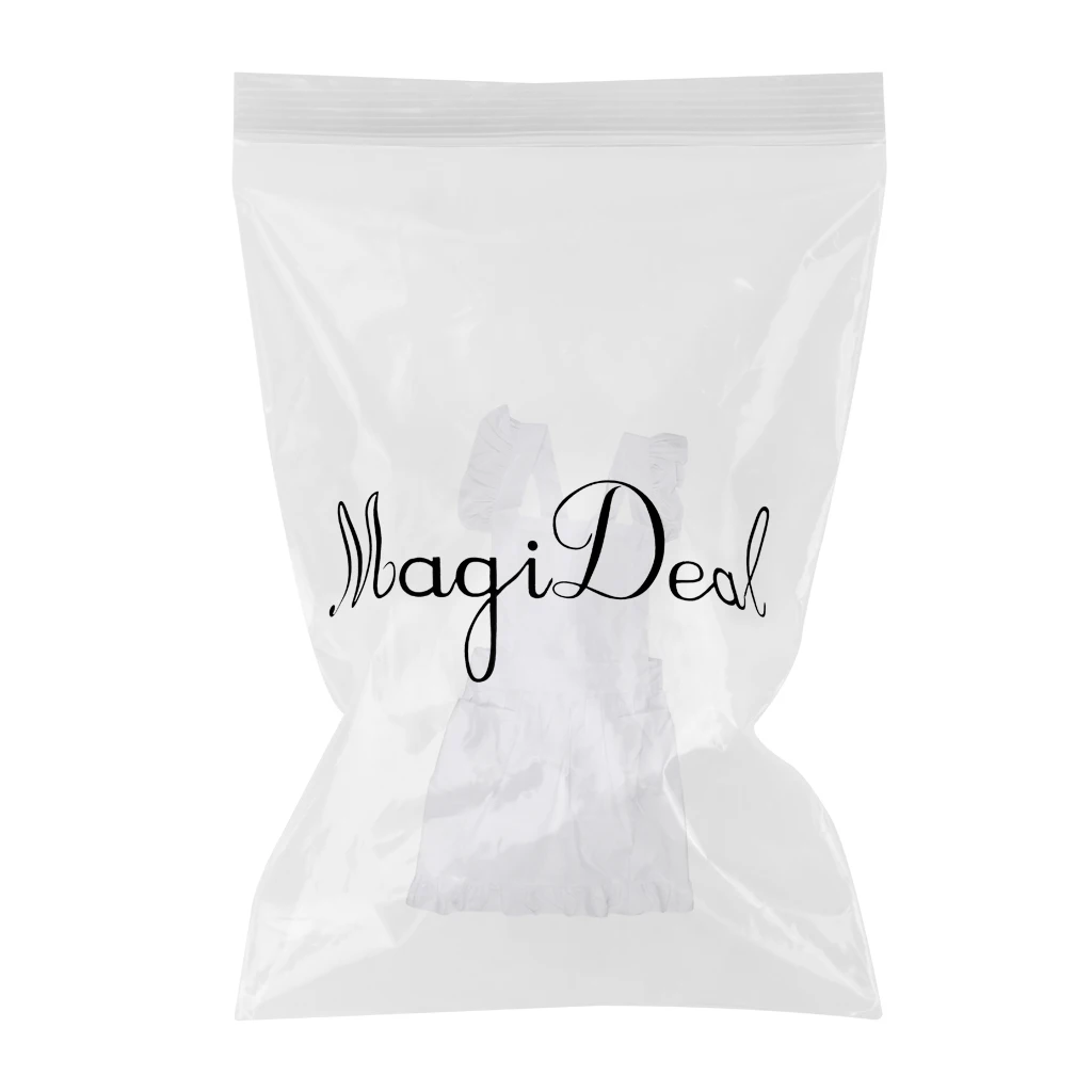MagiDeal Victorian Style Japanese Style Elegant Victorian Pinafore Apron Maid Lace Smock Costume Ruffle Cute Pockets White
