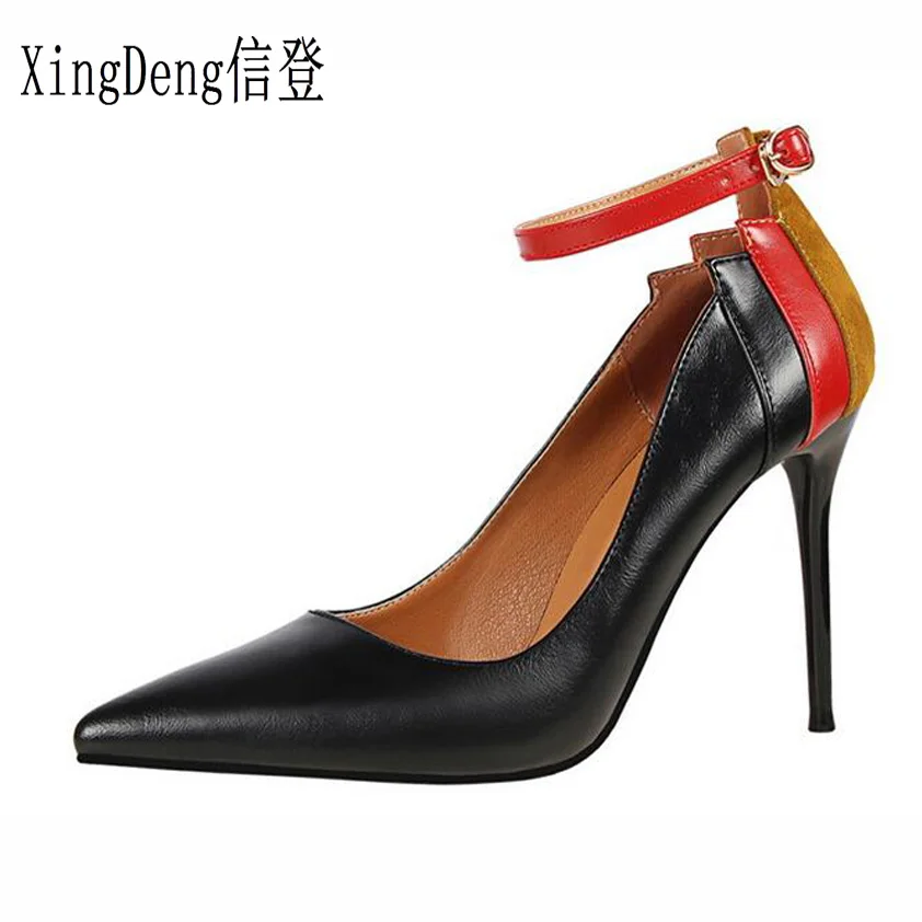 XingDeng пикантные женские из искусственной кожи туфли-лодочки на высоком каблуке