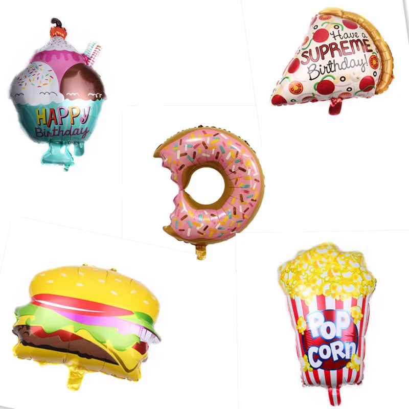New Pizza Hot Dog Popcorn Birthday Party Decorations Kids Helium