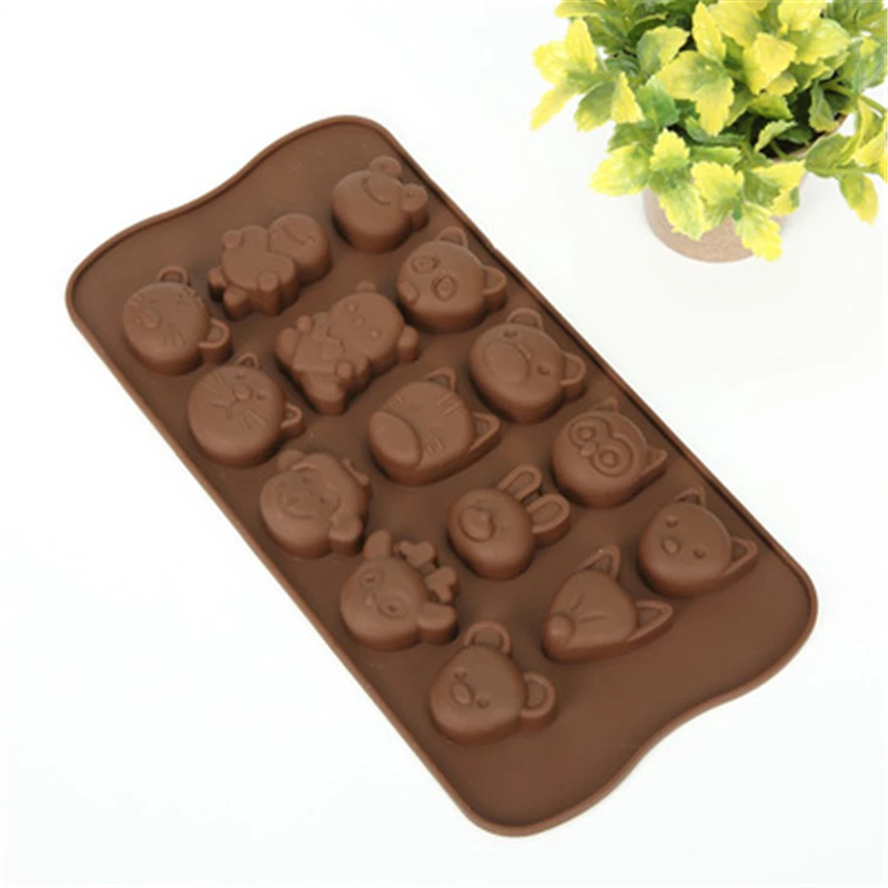 

15 Different Animal Shapes Bear Mouse Tiger Deer Rabbit Frog DIY Chocolate Pudding Ice Cube Mold Baking Tool High Quality QY81