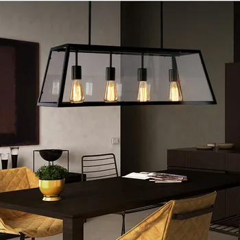 

modern led wrought iron pendant light decoration art rectangular glass lamp