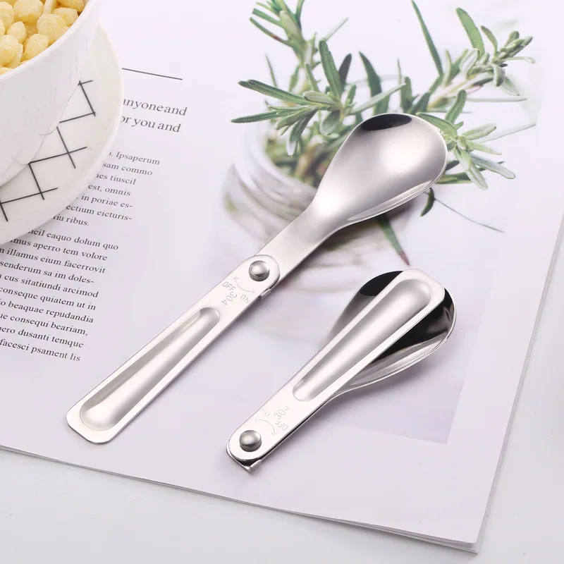 Portable Stainless Steel Folding Spoon Eco-Friendly Dinner Scoop Healthy Outdoor Cutlery Kids Tableware Utensils Home Supplies | Дом и сад