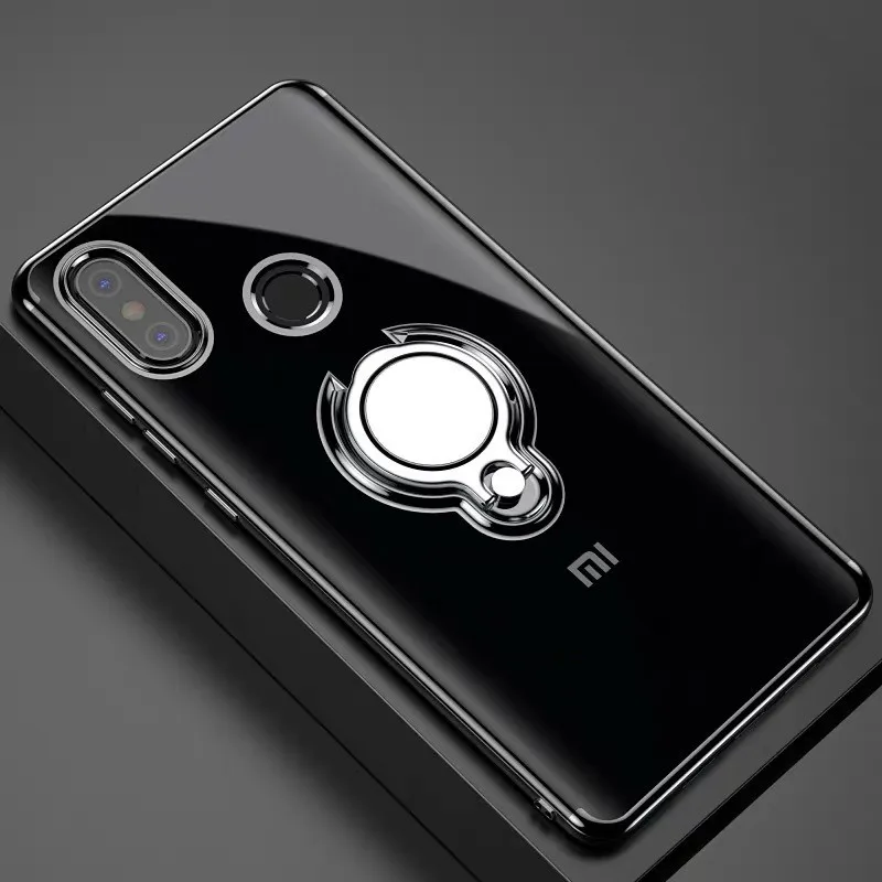 Ультратонкий Прозрачный чехол для Xiaomi mi 9T Pro 9 8 SE Lite Pro Max 3 автомобильный Магнитный чехол s для Red mi K20 Pro Чехол с кольцом на палец - Цвет: hei