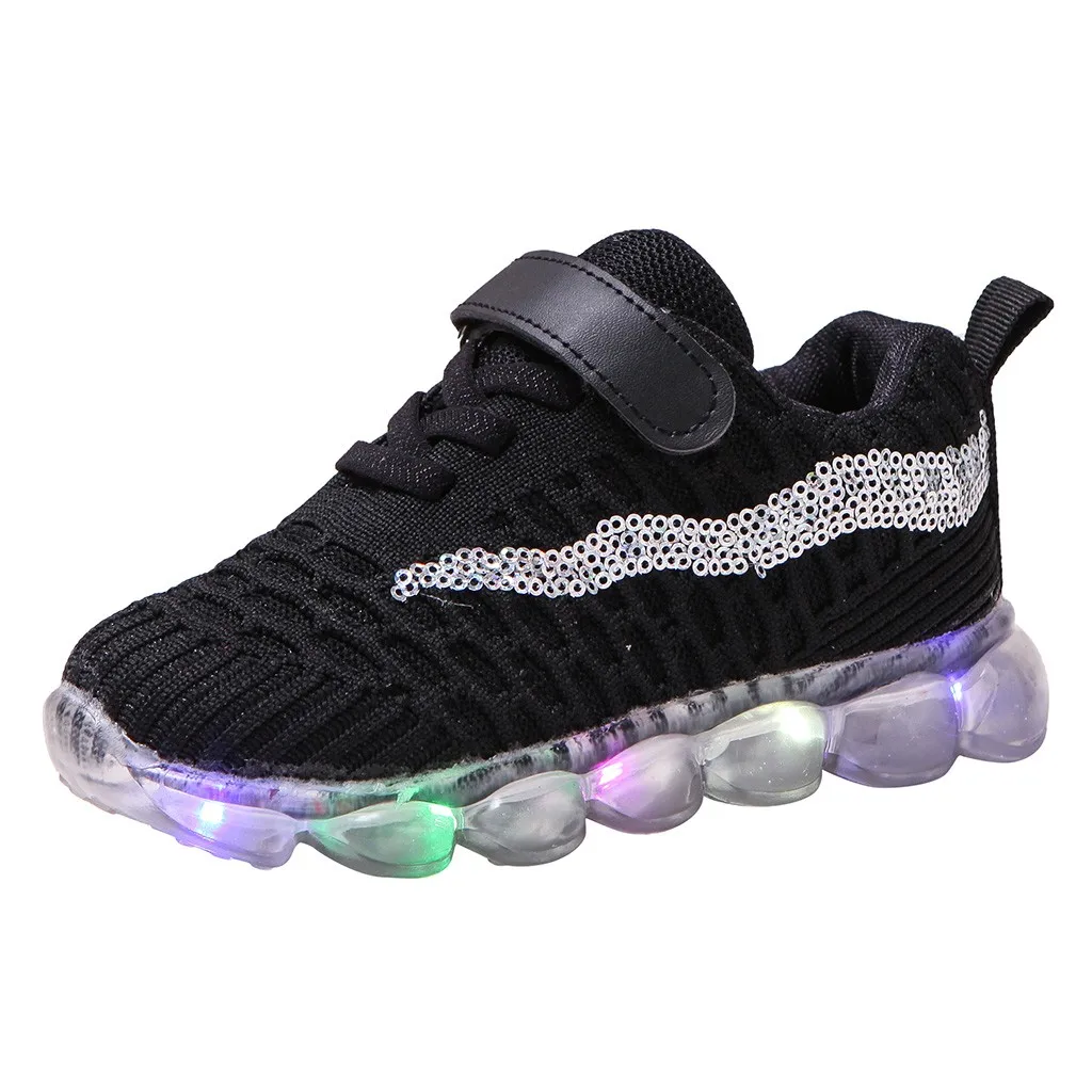 Детская Обувь со светодиодной подсветкой Одежда для детей; малышей; девочек мальчиков Bling светодиодный световой удобные спортивные беговые кроссовки; повседневная обувь; Sapato Infantil светильник обувь на шнуровке
