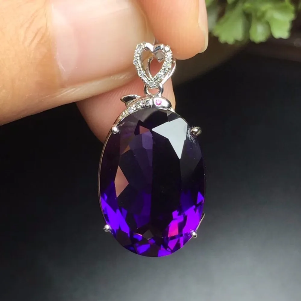

Fine Jewelry Customized Collection g18K PENDANT Real 18K White Gold 100% Natural Uruguay Amethyst Gemstone Pendant Necklace