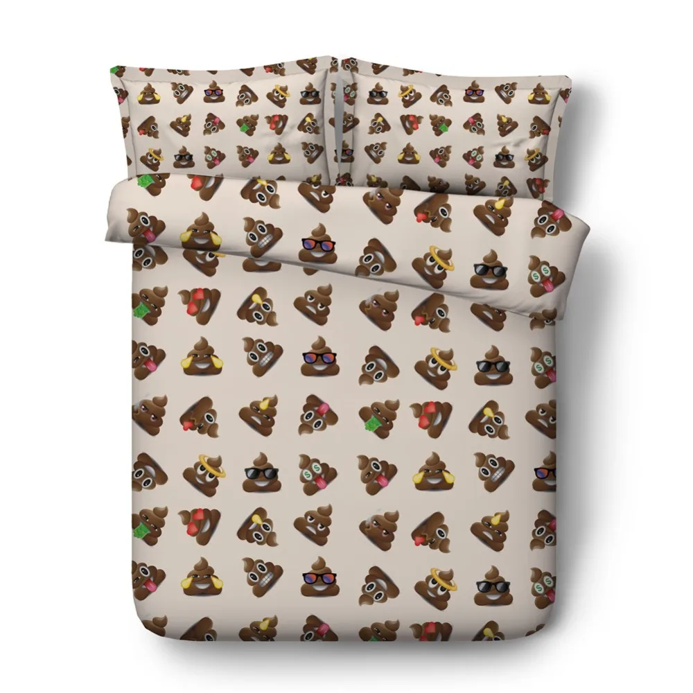 4pcs Single size Poop Emoji bed set for kids adult 6 pieces home