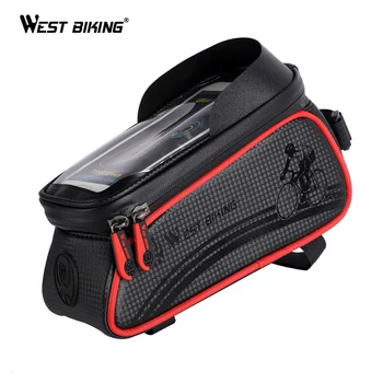 

WEST BIKING Waterproof Cycling Bags Handlebar MTB Bicycle Panniers Front Frame Touch Screen Mobile Phone Accessories Bike Basket