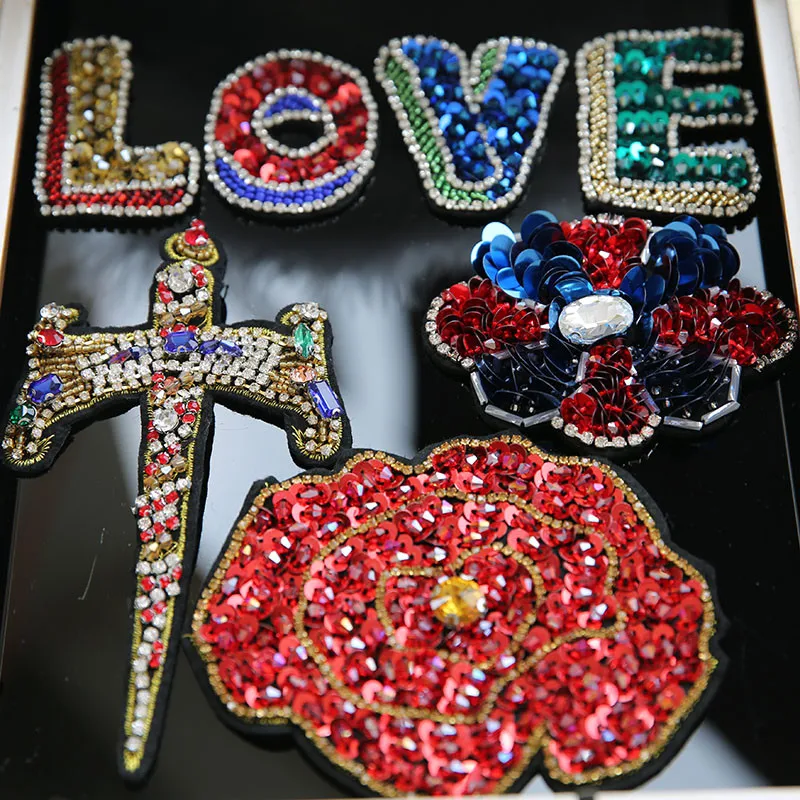 Sword-Love-peony-flower-sequins-rhinestones-bead-patches-sew-on-beading-applique-clothes-sweater-bags-coat